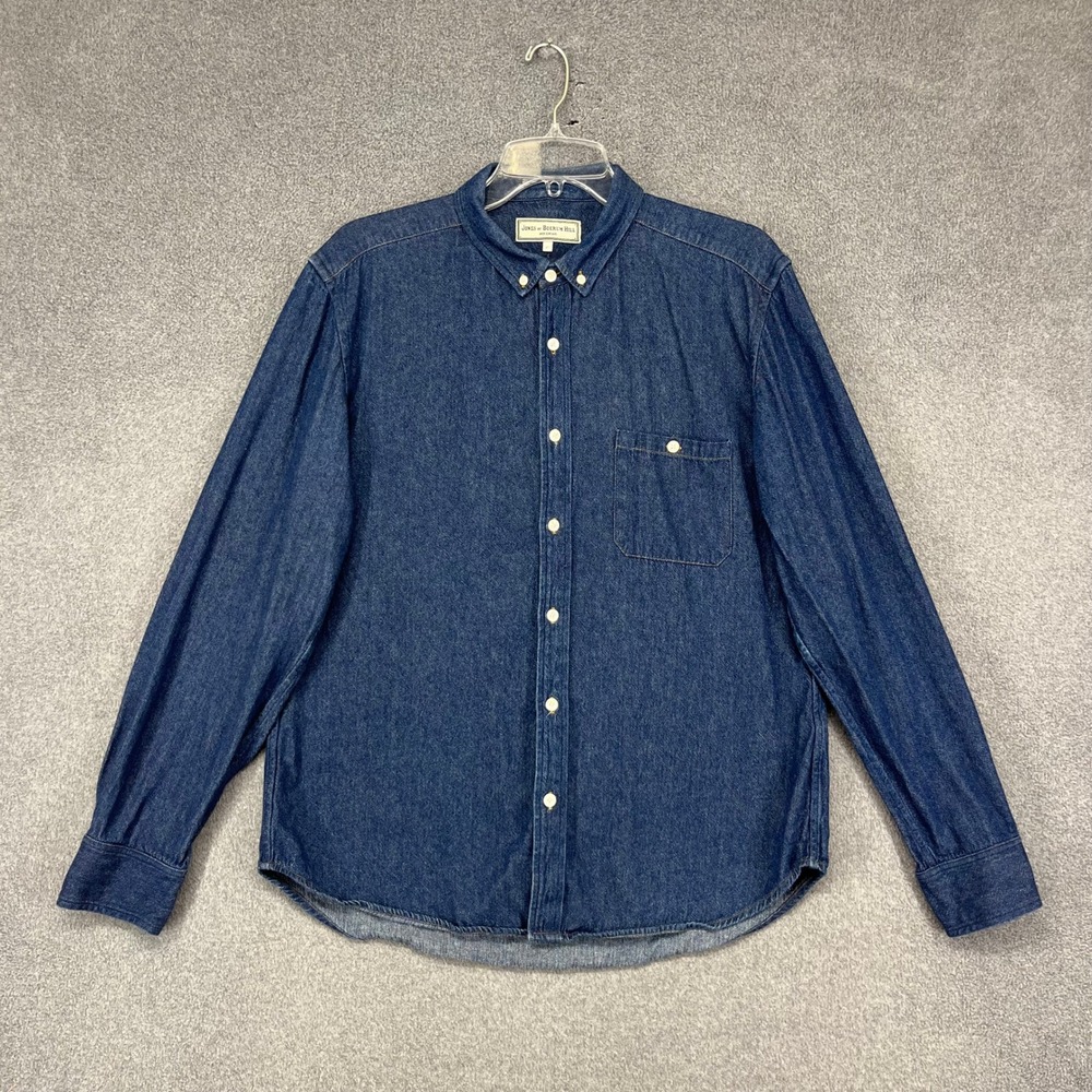 Jones of Boerum Hill Denim Shirt Mens L Blue Long Sleeve Workwear Made in USA